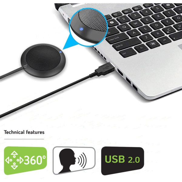 Techly ICC SH-21 USB 360° Omnidirectional Conference Microphone