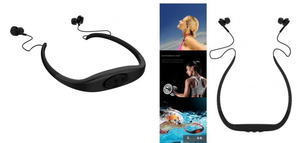 168Plus 8 GB MP3 Player Bluetooth  Αδιάβροχο Ακουστικό με FM Ραδιόφωνο, σε μαυρο χρωμα. (ΟΕΜ)