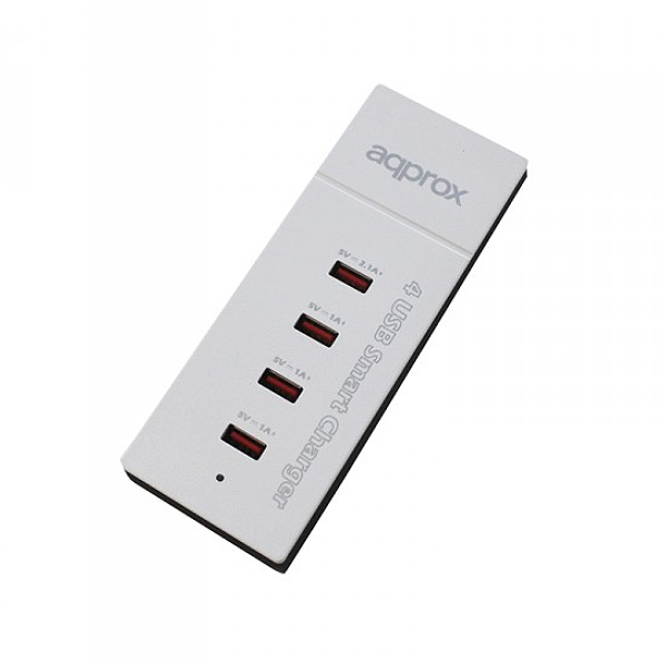 Approx Φορτιστής USB με 4 Θύρες 3x1A + 1x2.1A Λευκό APPUSB4PW