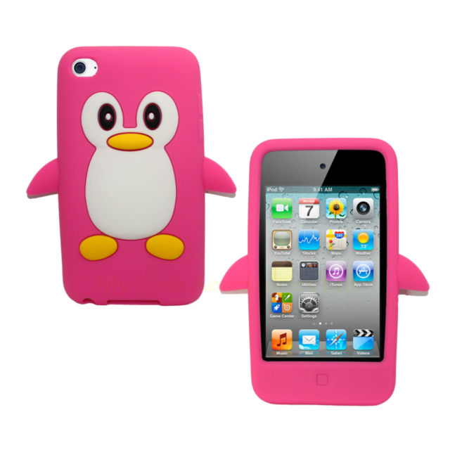 Cute Penguin Silicone Case for iPod Touch 5G Pink