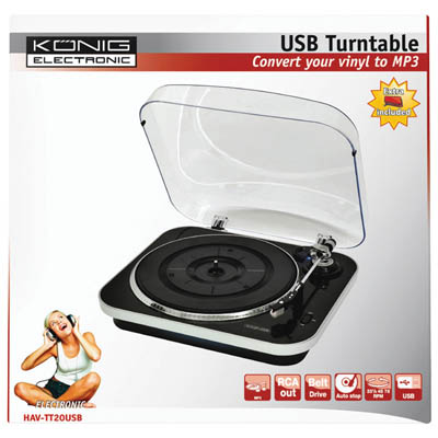 Konig USB Turntable Vinyl Converter to Mp3 HAV-TT 20 USB