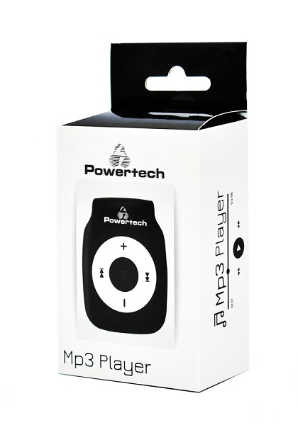 POWERTECH MP3 Player with clip White-Black