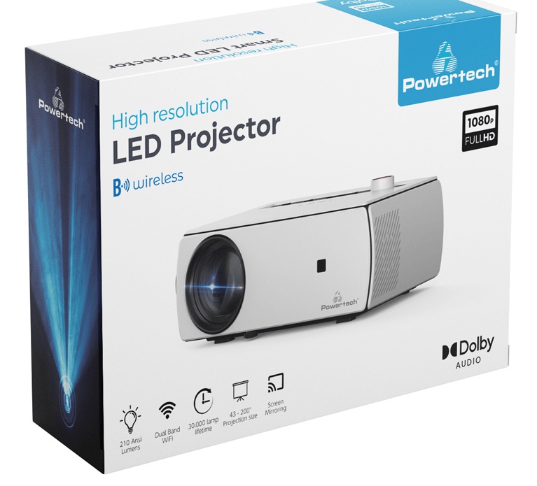 Ψηφιακός Προβολέας Projector Powertech LED PT-983, Full HD, Dolby Audio Άσπρο