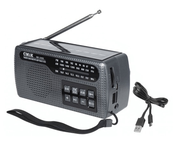 CMiK MK-245S SOLAR  Portable Radio Rechargeable with Bluetooth and USB Black