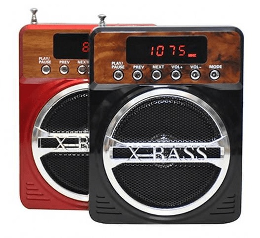 Kemai MD-89UK Mini MP3/FM Radio Speaker with Mic & USB/SD Card Playback - Black + Microphone