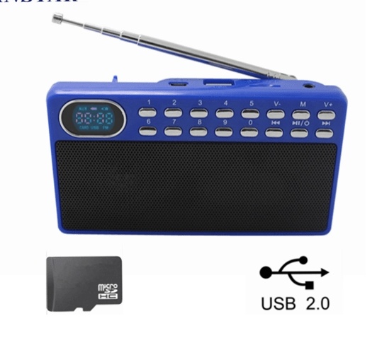 KNSTAR KD-S009 Mini FM Auto-Scan USB Radio Station (Blue)