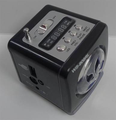 Black Mini MP3/FM Radio Speaker with Built-in MP3 Player & FM Radio - Supports USB/SD Card Playback (OEM-WS-908RL)