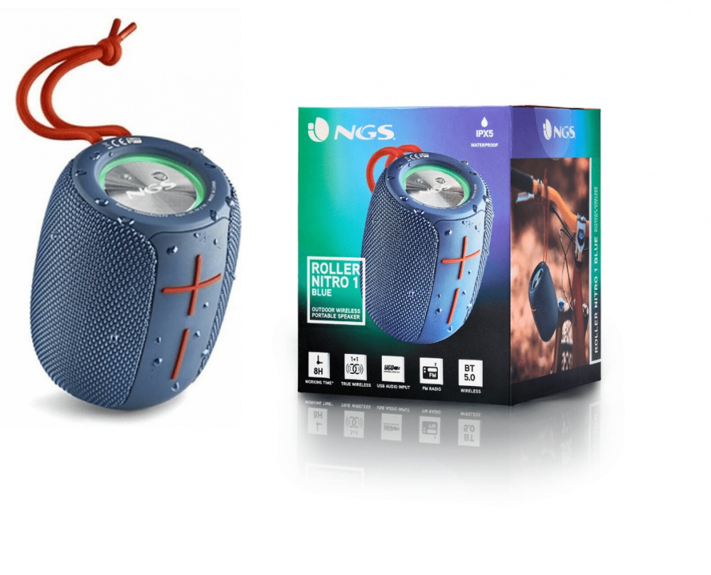 NGS Roller Nitro 1 BT Bluetooth Speaker 10W with Radio and Battery Life up to 8 hours Blue