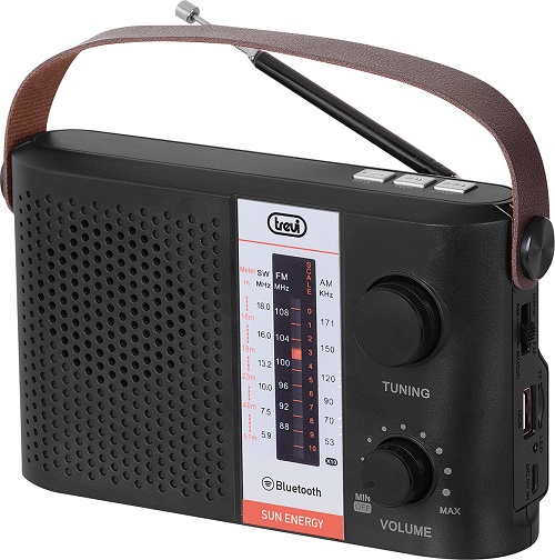 Trevi RA-7F25 Portable Solar Radio with Bluetooth & USB (Black)