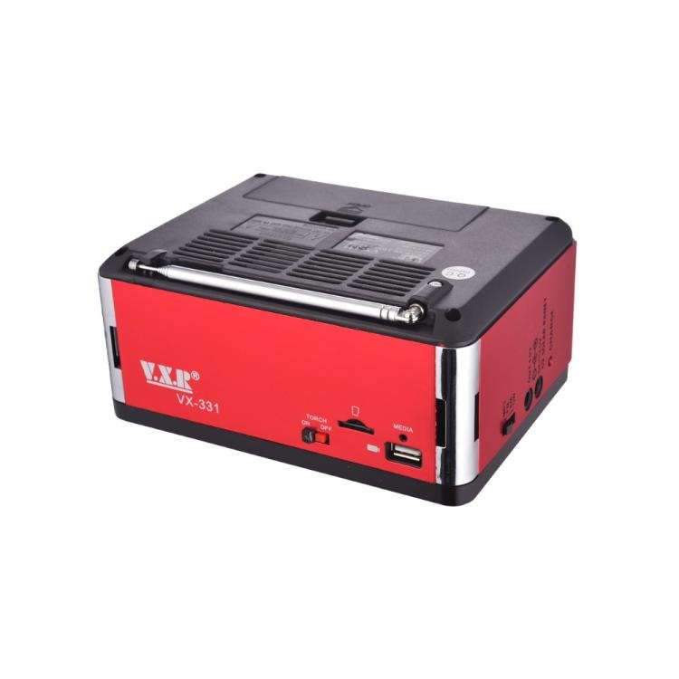 VX-330 Portable Speaker with FM Radio, MP3 Player & Torch - Brown (OEM) Version