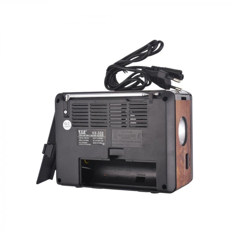 Φορητό Ηχείο VX-330 με FM Ραδιόφωνο και Mp3 Player με Φακό - Καφέ (OEM)