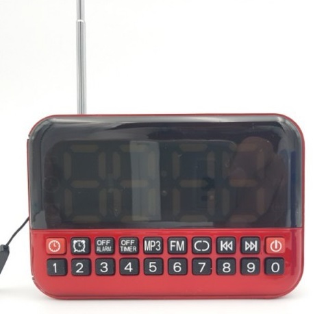 YUEGAN YG-80 Mini Digital Speaker with Alarm Clock, MP3 Player & FM Radio - Red/Black