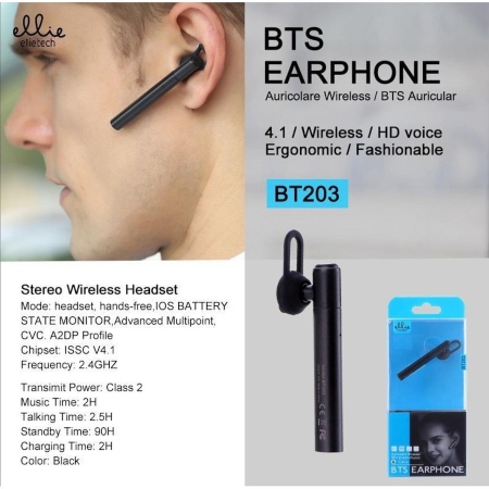 Ellietech BT203 Wireless Headphones (Black) (Auricolare)
