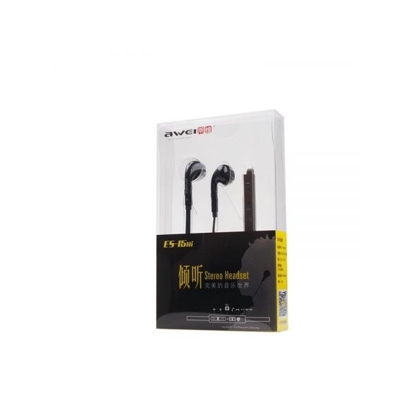 AWEI ES-15Hi Headphones with Microphone - Black (OEM) + Microphone Black Color