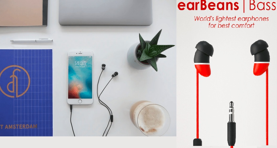 earBeans Bass ακουστικα για κράνος με υποδοχη AUX χρωμα καφέ