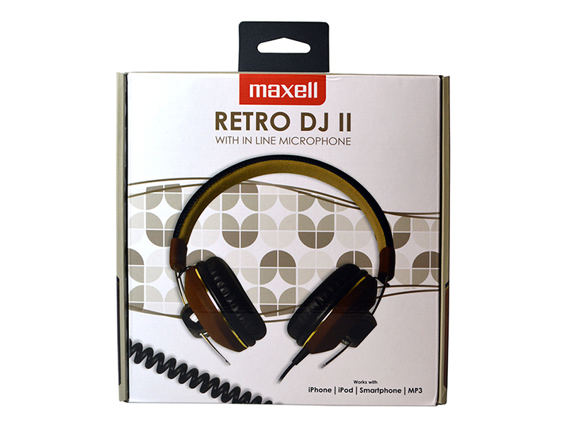 Maxell RETRO DJ II Headphones MXH-HP600 BR with In-Line Microphone Brown