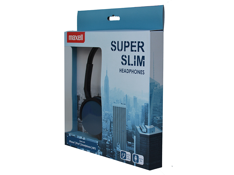 Maxell Super Slim Headphones MXH-HP200 with In-Line Microphone Blue 30371900CN