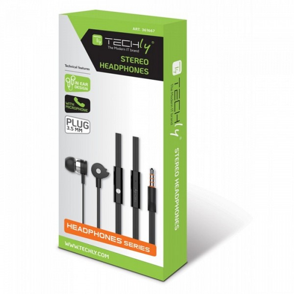 Techly SB-HP A1BKTY - In-Ear Headphones with Microphone