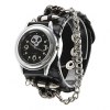 Unisex Skeleton Analog Quartz Wrist Watch with Black Leather Band and Chains (OEM) (BULK) Unisex Skeleton Analog Quartz Wrist Watch with Black Leather Band and Chains (OEM) (BULK)