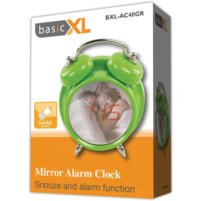 BasicXL Ρολόι Ξυπνητήρι Ρετρό με Καθρέφτη Πράσινο BXL-AC 40GR