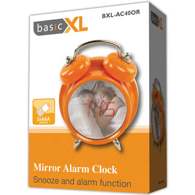 BasicXL Ρολόι Ξυπνητήρι Ρετρό με Καθρέφτη Πορτοκαλί BXL-AC 40OR