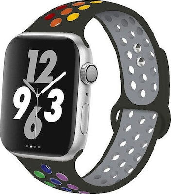 OEM New Fashion Silicone Watch Strap for Apple Watch (Rainbow Black)