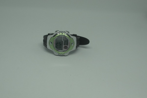 Kids Waterproof Digital Silicone Wristwatch in Black with Silver & Khaki Details (OEM)